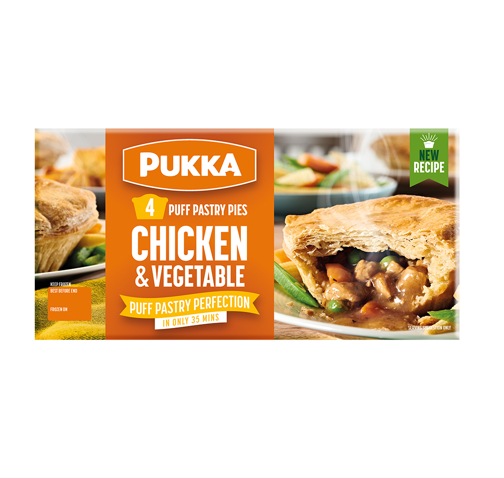 Pukka 4 Chicken and vegetable puff pastry pies